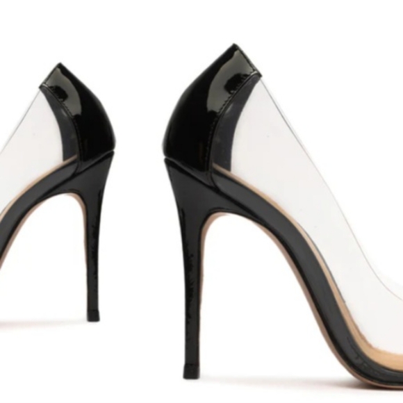 SCHUTZ Cendi transparent & Black Patent Leather Heels size 10 NEW - Picture 9 of 16